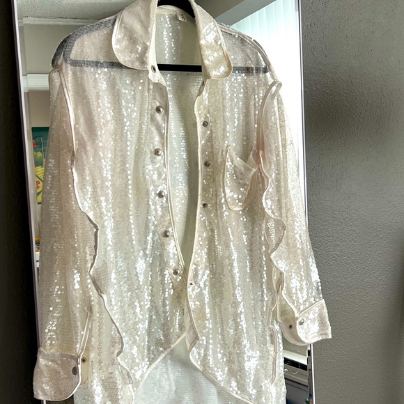 White sequined Shirt / DK - seventeen - Picture 1 of 6